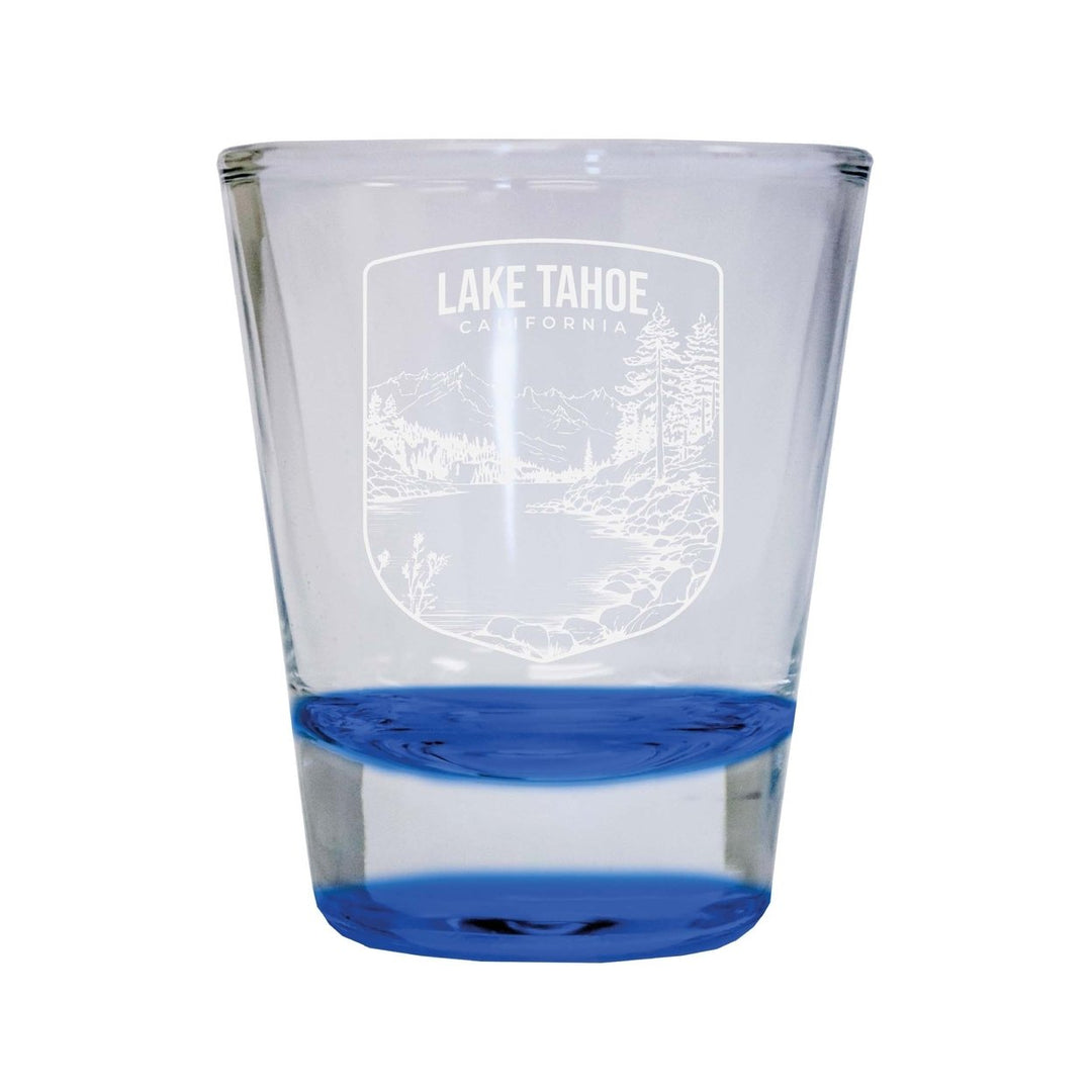 Lake Tahoe California Souvenir 2 Ounce Engraved Shot Glass Round Image 1