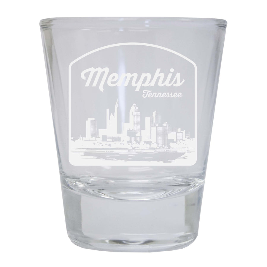 Memphis Tennessee Souvenir 2 Ounce Engraved Shot Glass Round Image 1