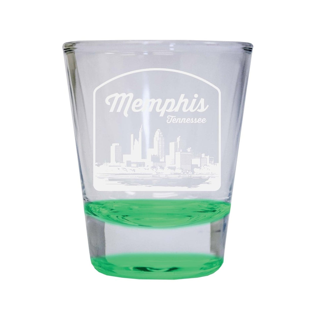 Memphis Tennessee Souvenir 2 Ounce Engraved Shot Glass Round Image 1