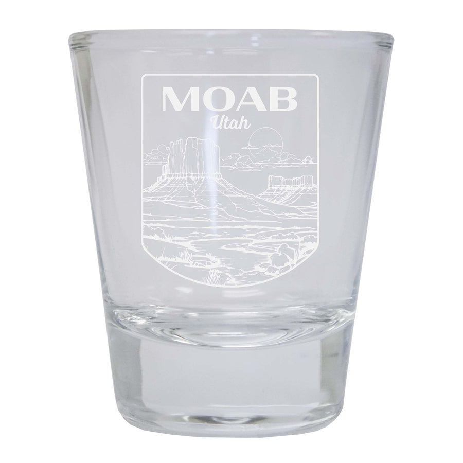Moab Utah Souvenir 2 Ounce Engraved Shot Glass Round Image 1