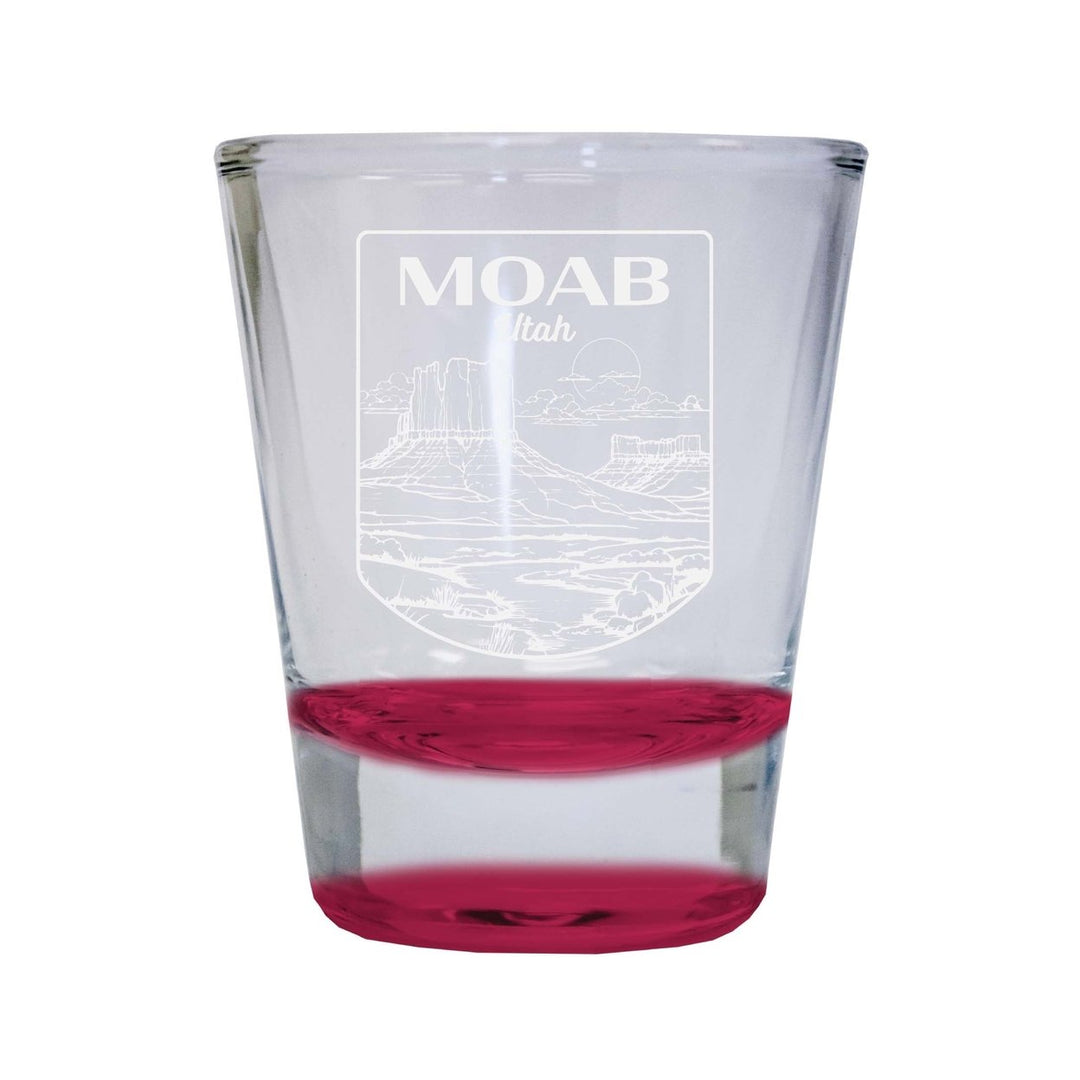 Moab Utah Souvenir 2 Ounce Engraved Shot Glass Round Image 2