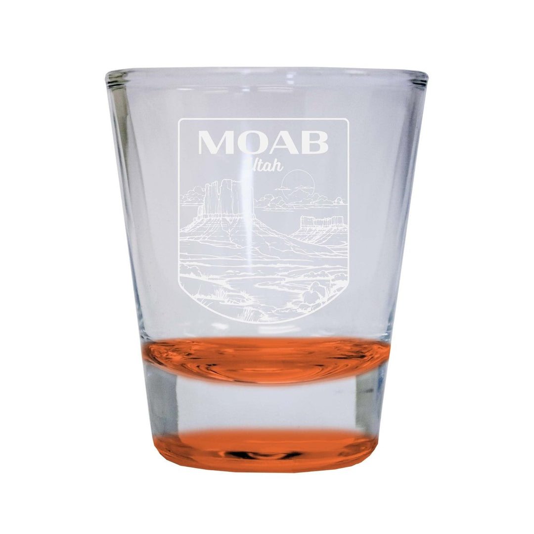 Moab Utah Souvenir 2 Ounce Engraved Shot Glass Round Image 3