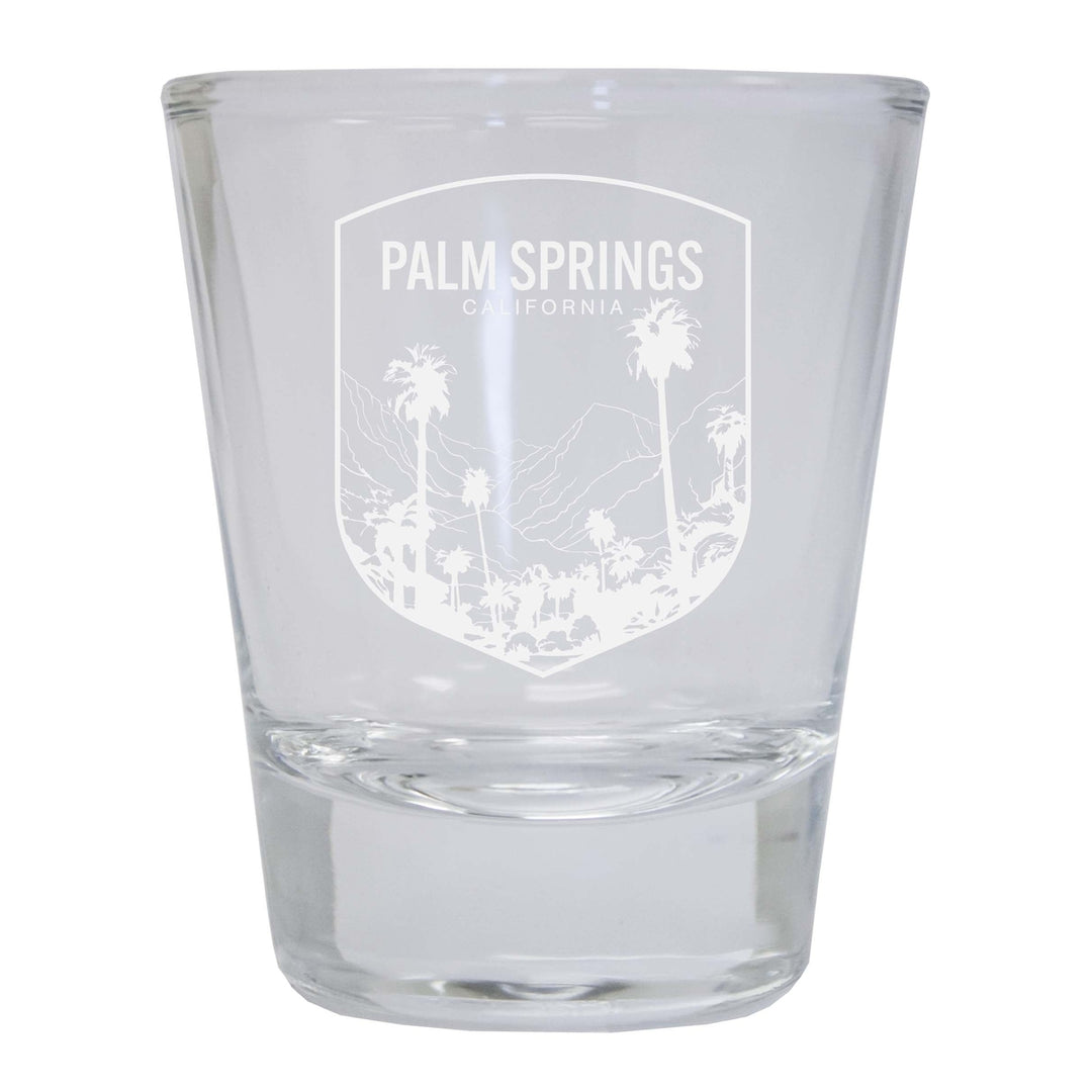 Palm Springs California Souvenir 2 Ounce Engraved Shot Glass Round Image 1