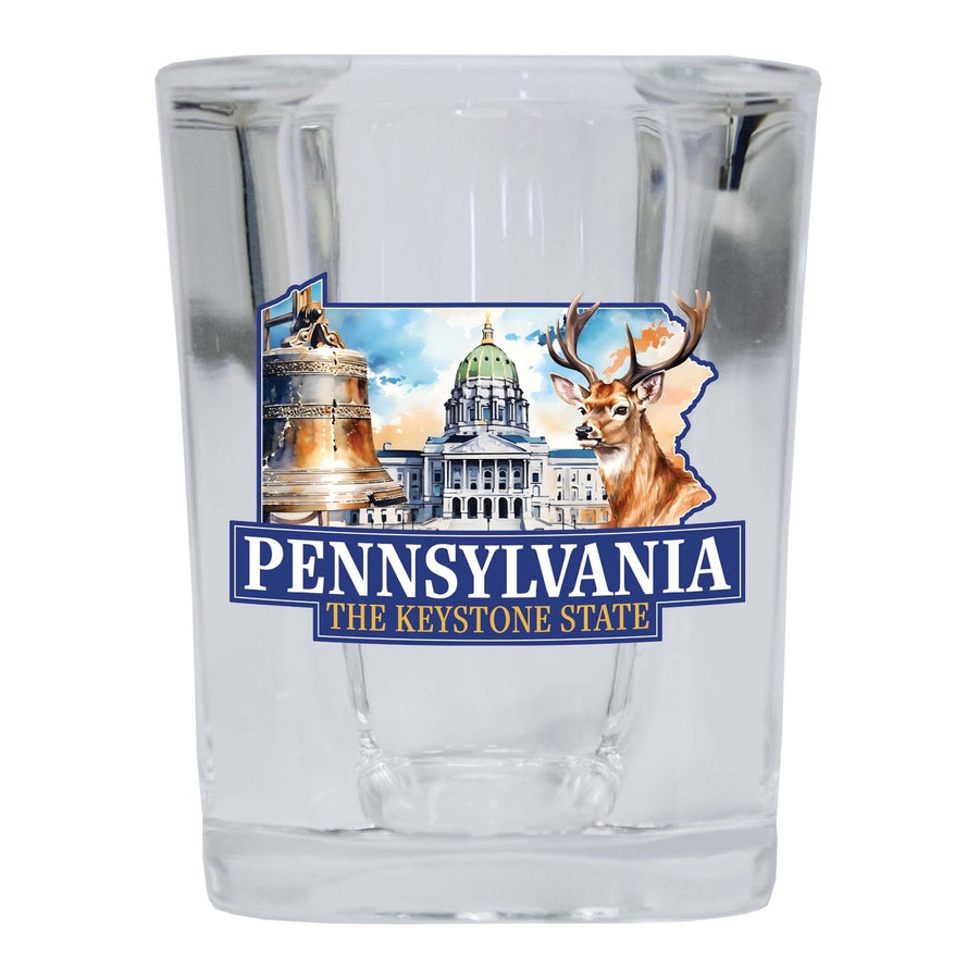 Pennsylvania Design D Souvenir 2 Ounce Shot Glass Square Image 1