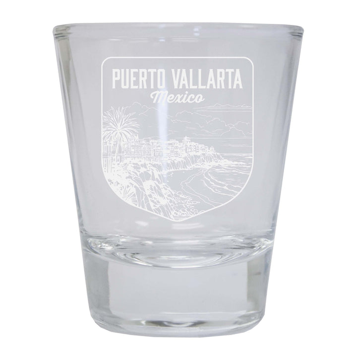 Puerto Vallarta Mexico Souvenir 2 Ounce Engraved Shot Glass Round Image 1