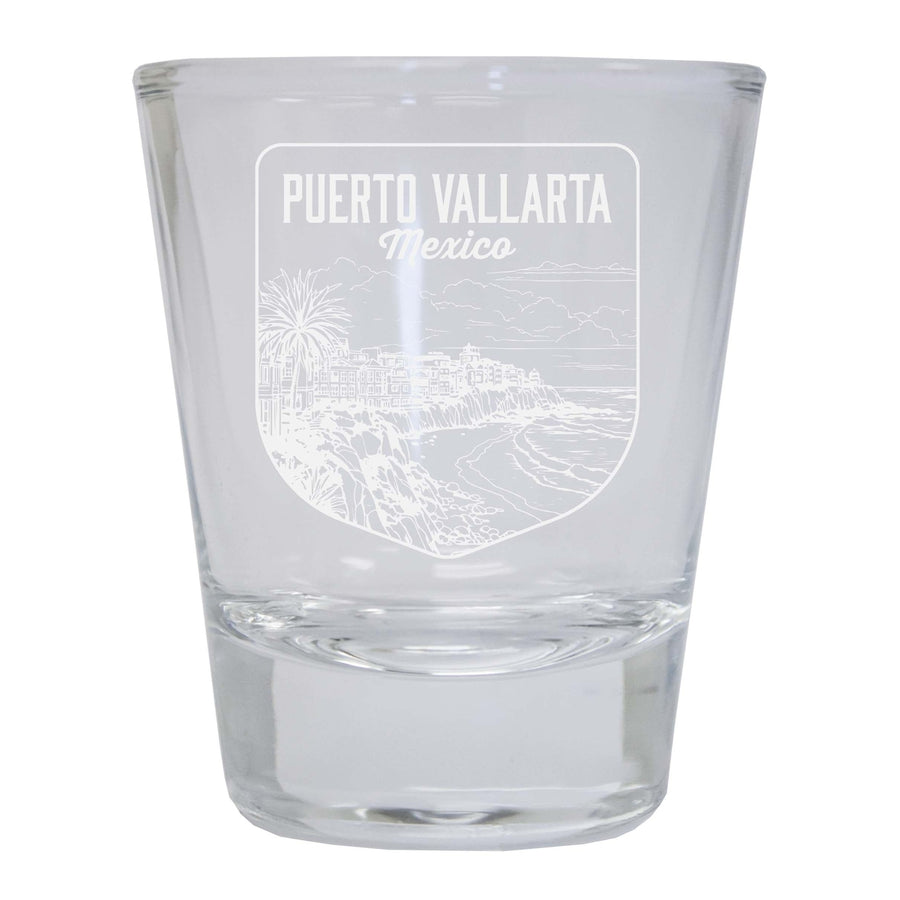 Puerto Vallarta Mexico Souvenir 2 Ounce Engraved Shot Glass Round Image 1