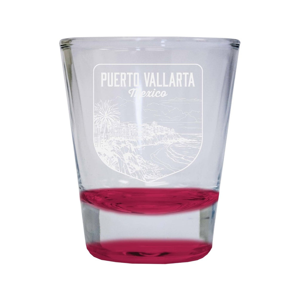 Puerto Vallarta Mexico Souvenir 2 Ounce Engraved Shot Glass Round Image 2