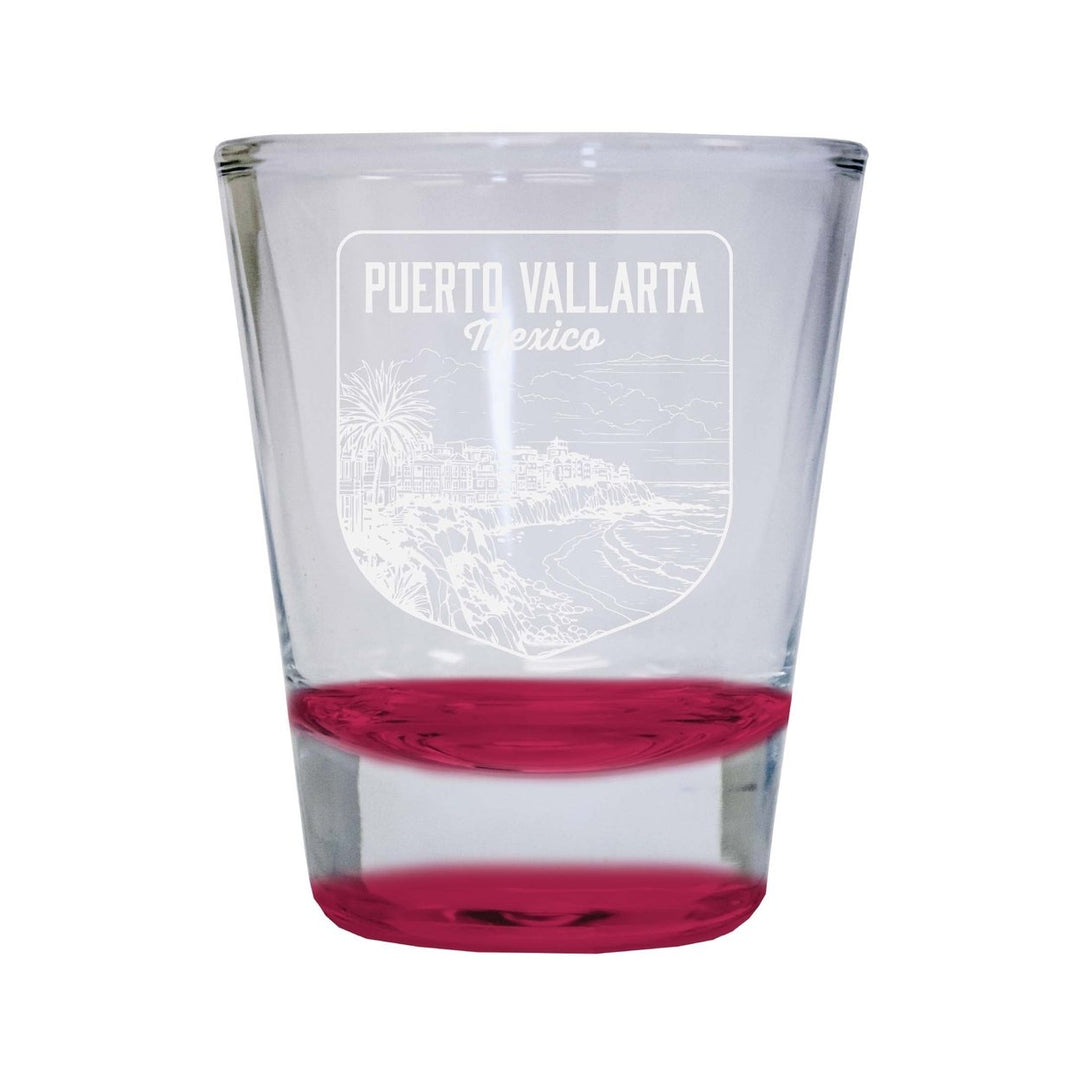 Puerto Vallarta Mexico Souvenir 2 Ounce Engraved Shot Glass Round Image 1