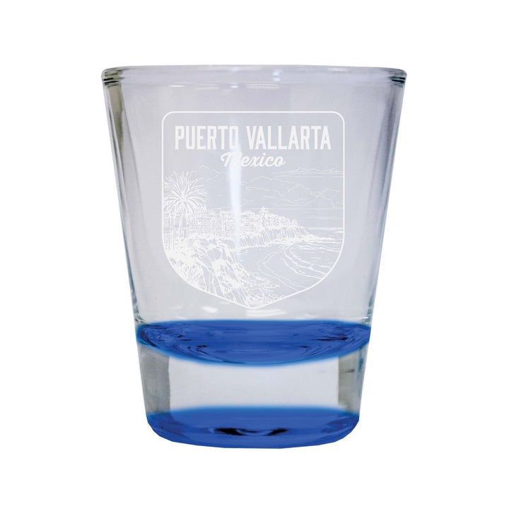 Puerto Vallarta Mexico Souvenir 2 Ounce Engraved Shot Glass Round Image 3