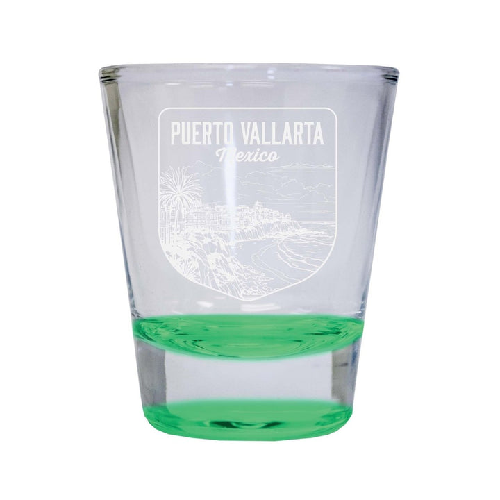 Puerto Vallarta Mexico Souvenir 2 Ounce Engraved Shot Glass Round Image 4