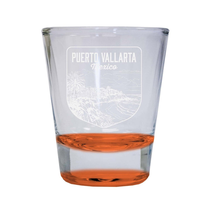 Puerto Vallarta Mexico Souvenir 2 Ounce Engraved Shot Glass Round Image 4