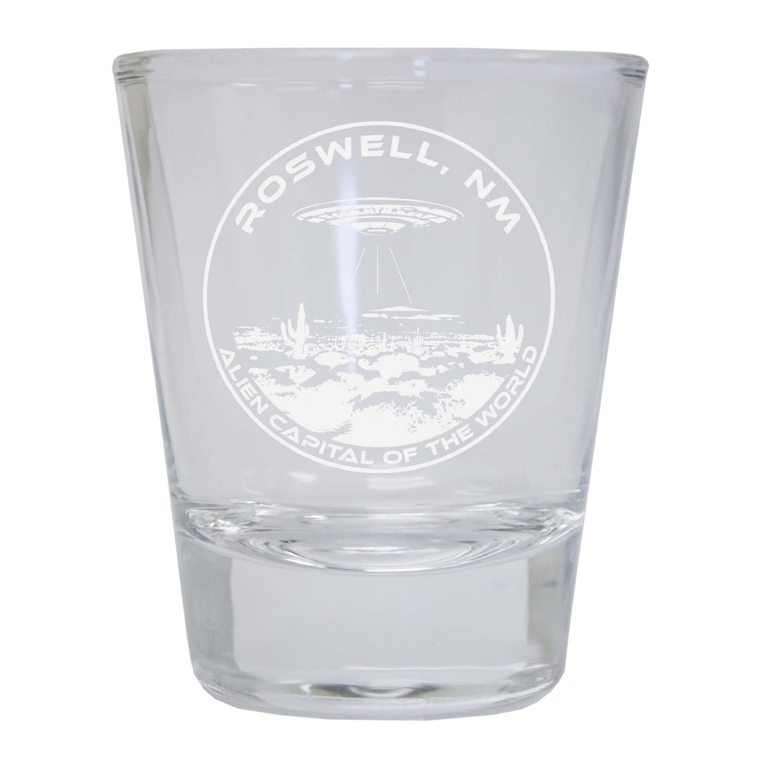 Roswell Mexico Souvenir 2 Ounce Engraved Shot Glass Round Image 1