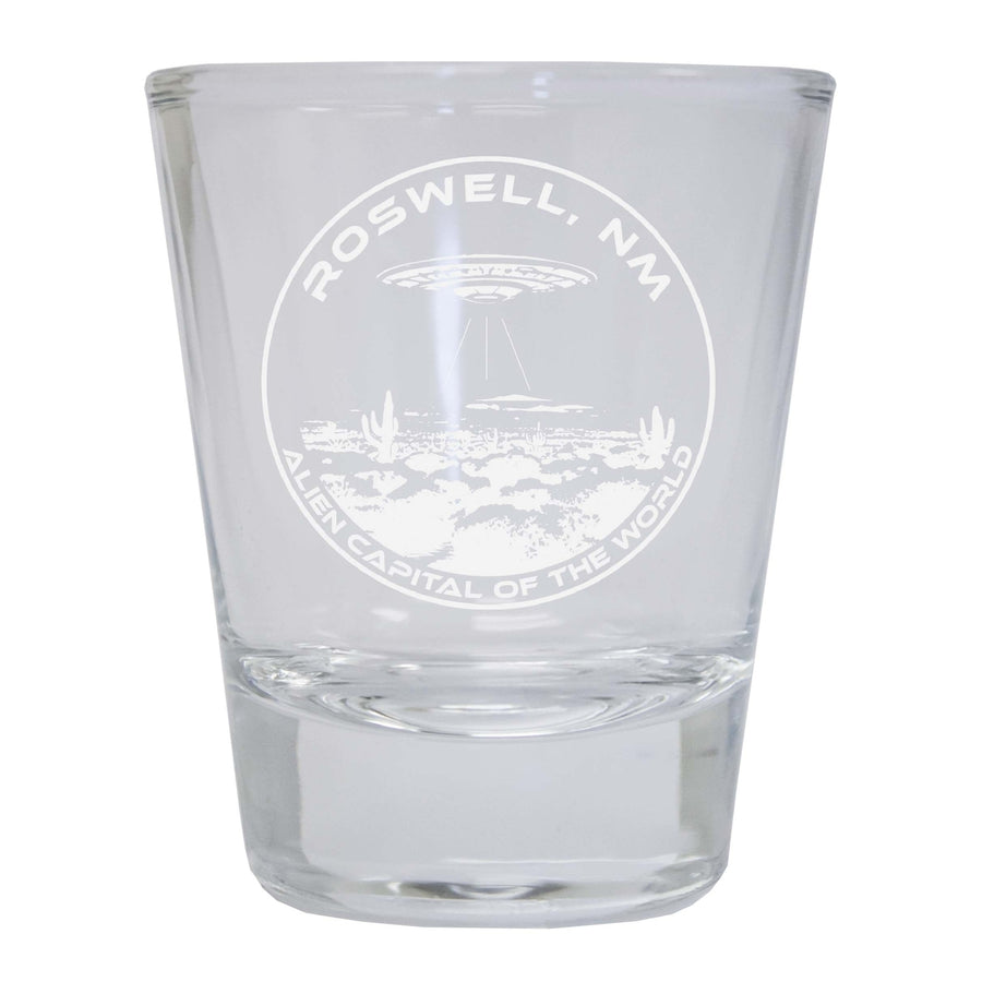 Roswell  Mexico Souvenir 2 Ounce Engraved Shot Glass Round Image 1