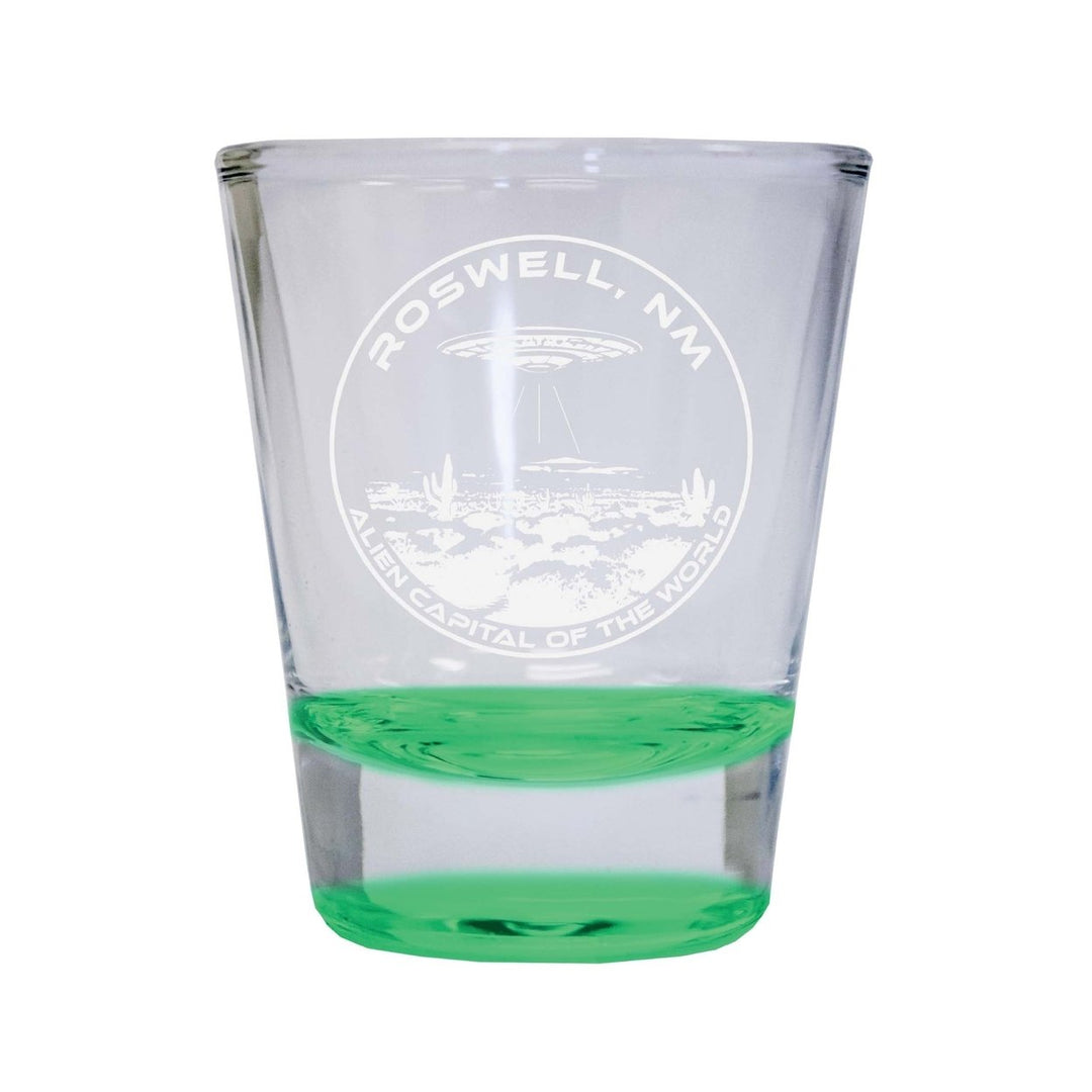 Roswell Mexico Souvenir 2 Ounce Engraved Shot Glass Round Image 3