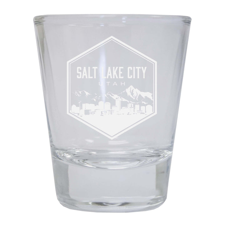 Salt Lake City Utah Souvenir 2 Ounce Engraved Shot Glass Round Image 1