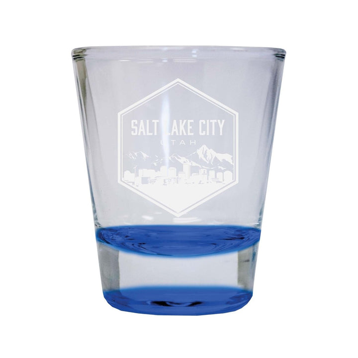 Salt Lake City Utah Souvenir 2 Ounce Engraved Shot Glass Round Image 2