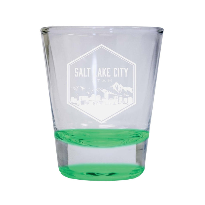 Salt Lake City Utah Souvenir 2 Ounce Engraved Shot Glass Round Image 3