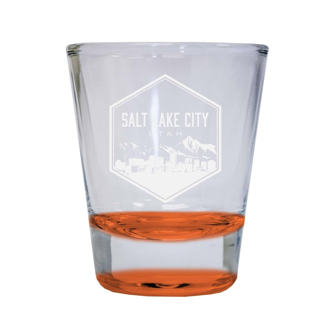 Salt Lake City Utah Souvenir 2 Ounce Engraved Shot Glass Round Image 4