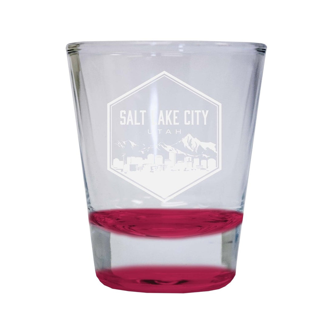 Salt Lake City Utah Souvenir 2 Ounce Engraved Shot Glass Round Image 4