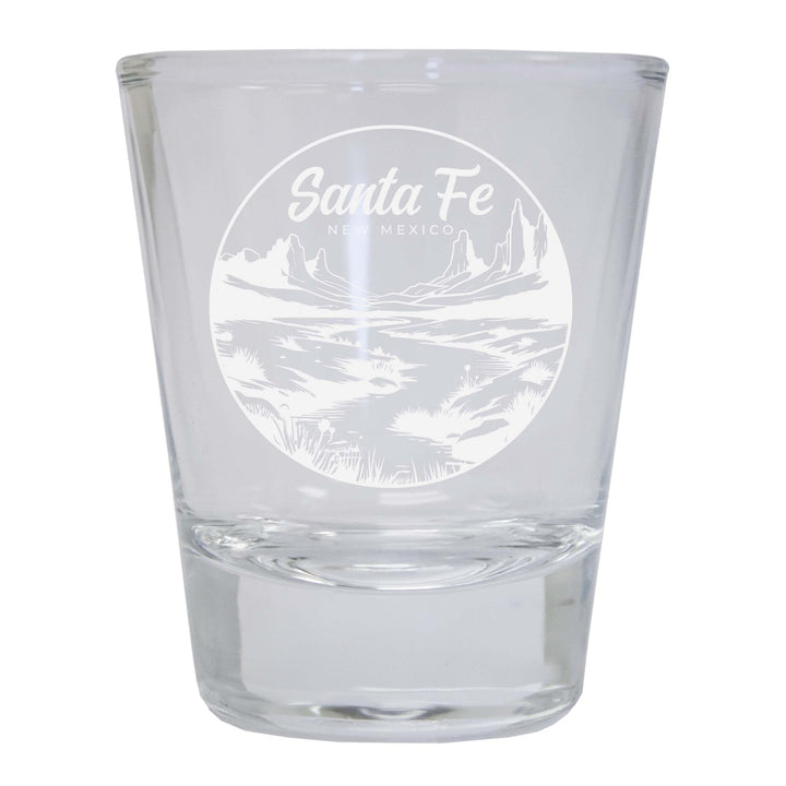 Santa Fe Mexico Souvenir 2 Ounce Engraved Shot Glass Round Image 1