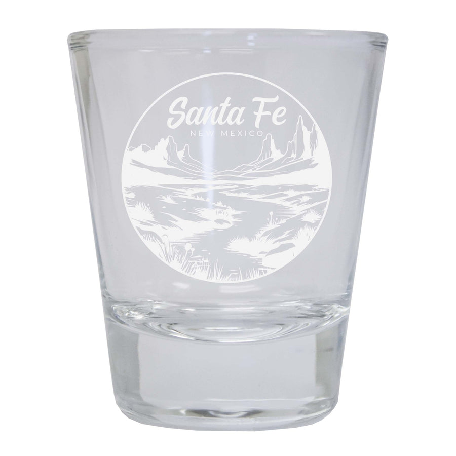 Santa Fe Mexico Souvenir 2 Ounce Engraved Shot Glass Round Image 1