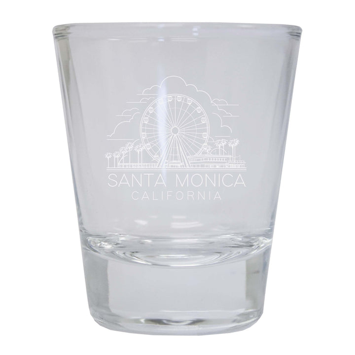 Santa Monica California Souvenir 2 Ounce Engraved Shot Glass Round Image 1