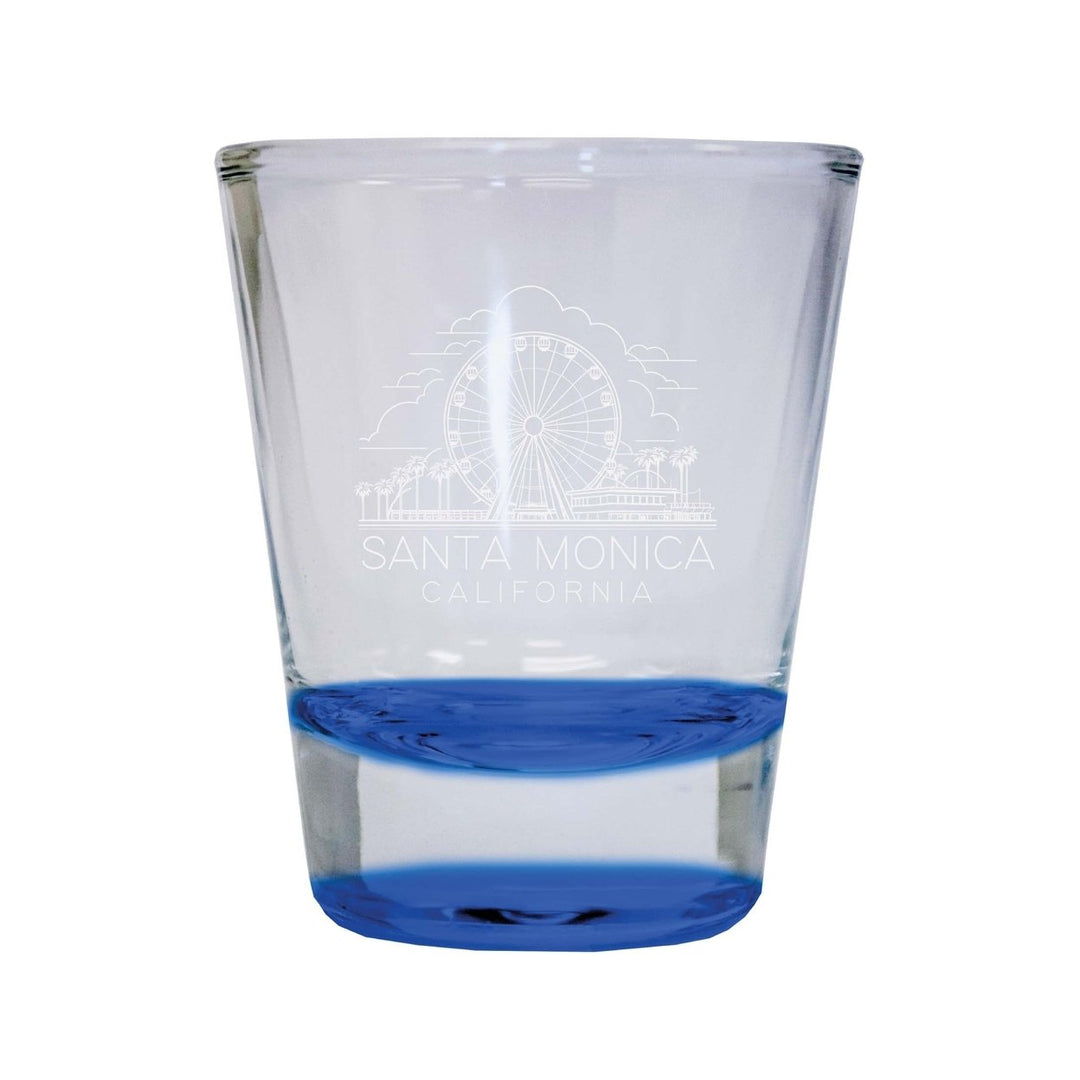 Santa Monica California Souvenir 2 Ounce Engraved Shot Glass Round Image 3