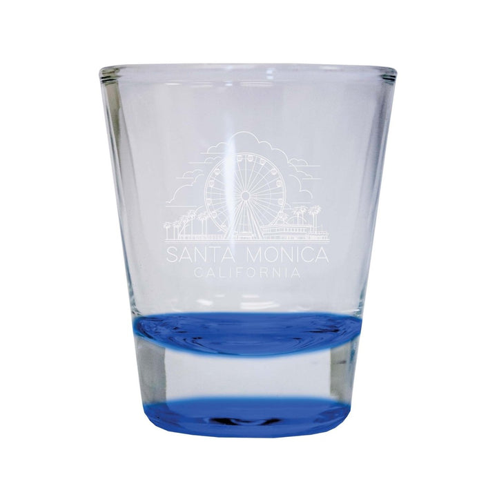 Santa Monica California Souvenir 2 Ounce Engraved Shot Glass Round Image 3