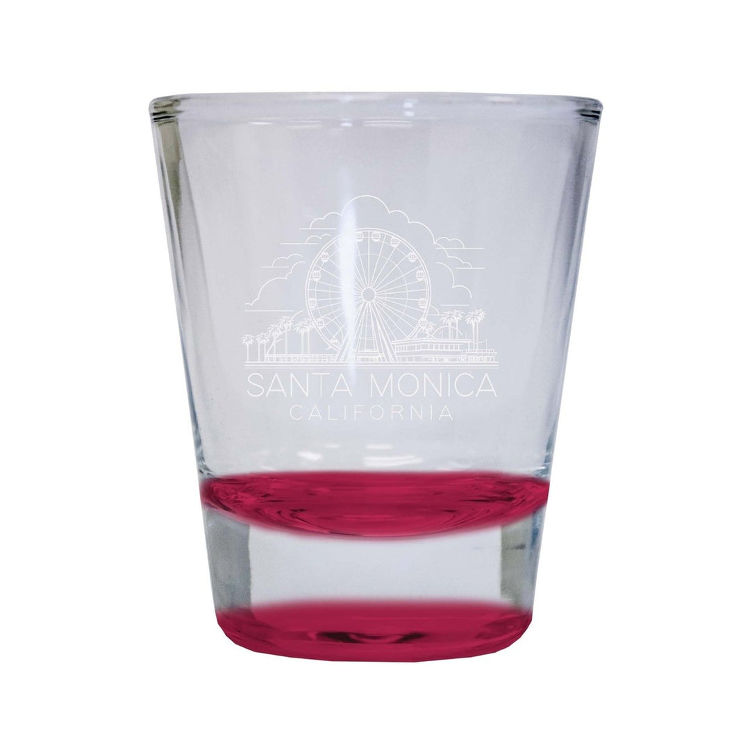 Santa Monica California Souvenir 2 Ounce Engraved Shot Glass Round Image 4