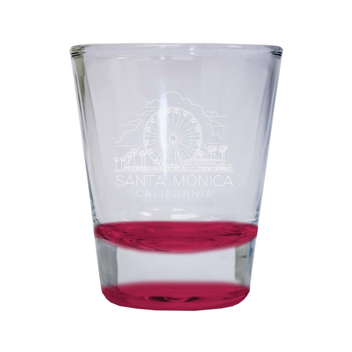 Santa Monica California Souvenir 2 Ounce Engraved Shot Glass Round Image 4