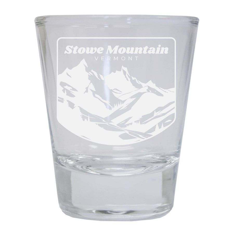 Stowe Mountain Vermont Souvenir 2 Ounce Engraved Shot Glass Round Image 1