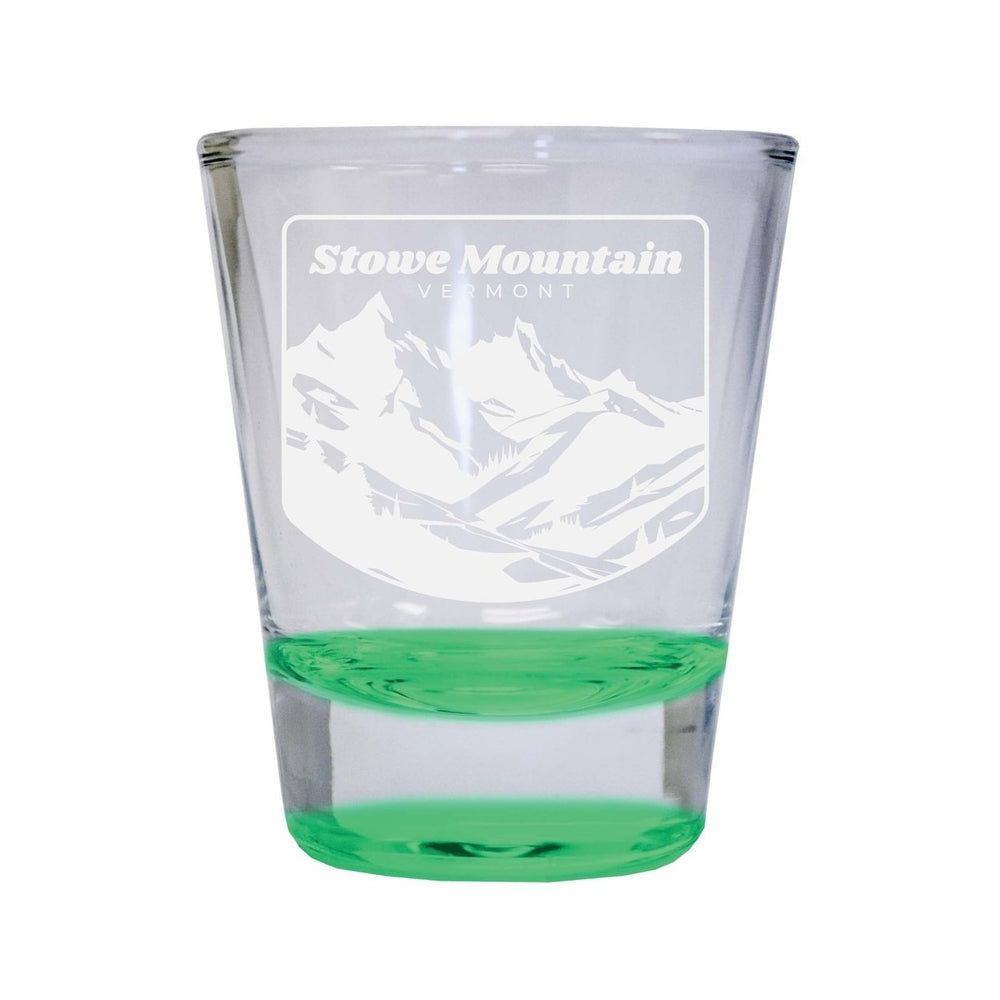 Stowe Mountain Vermont Souvenir 2 Ounce Engraved Shot Glass Round Image 2