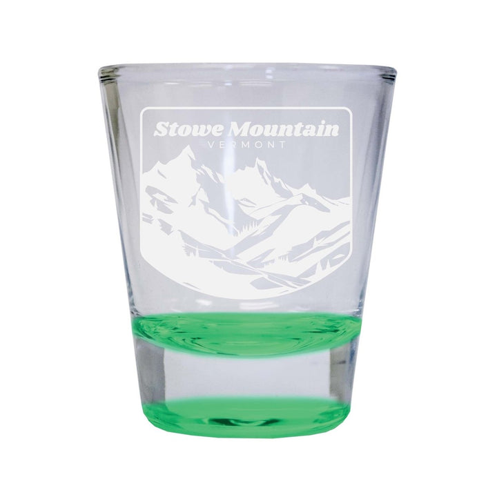 Stowe Mountain Vermont Souvenir 2 Ounce Engraved Shot Glass Round Image 1