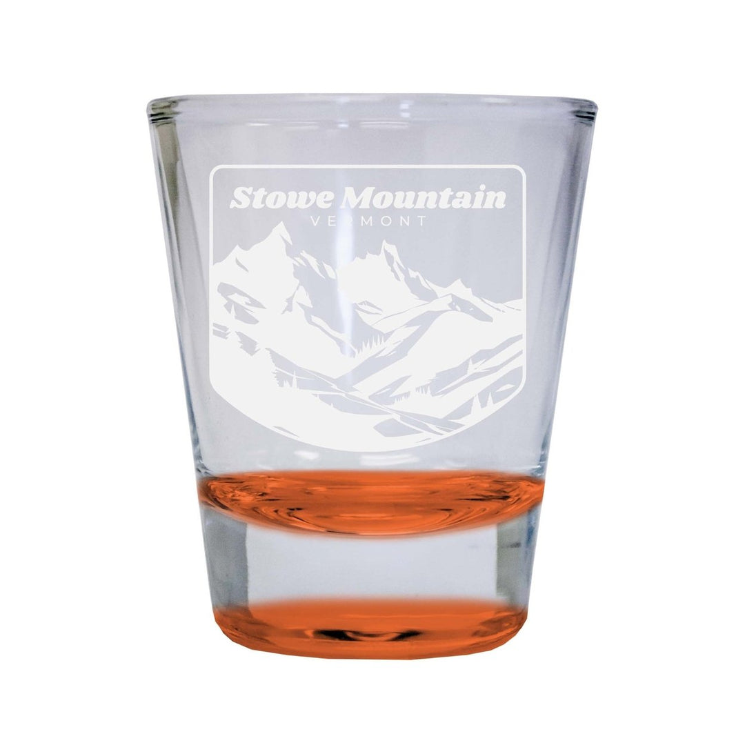 Stowe Mountain Vermont Souvenir 2 Ounce Engraved Shot Glass Round Image 4