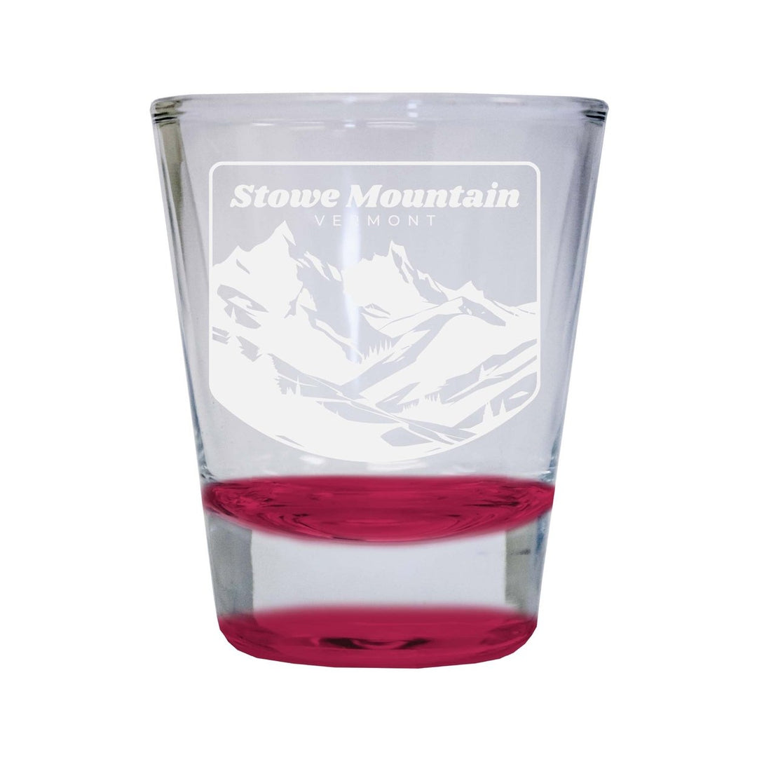 Stowe Mountain Vermont Souvenir 2 Ounce Engraved Shot Glass Round Image 4