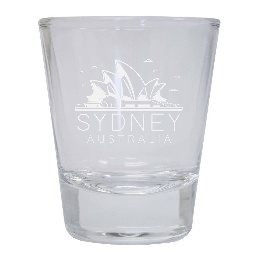 Sydney Australia Souvenir 2 Ounce Engraved Shot Glass Round Image 1