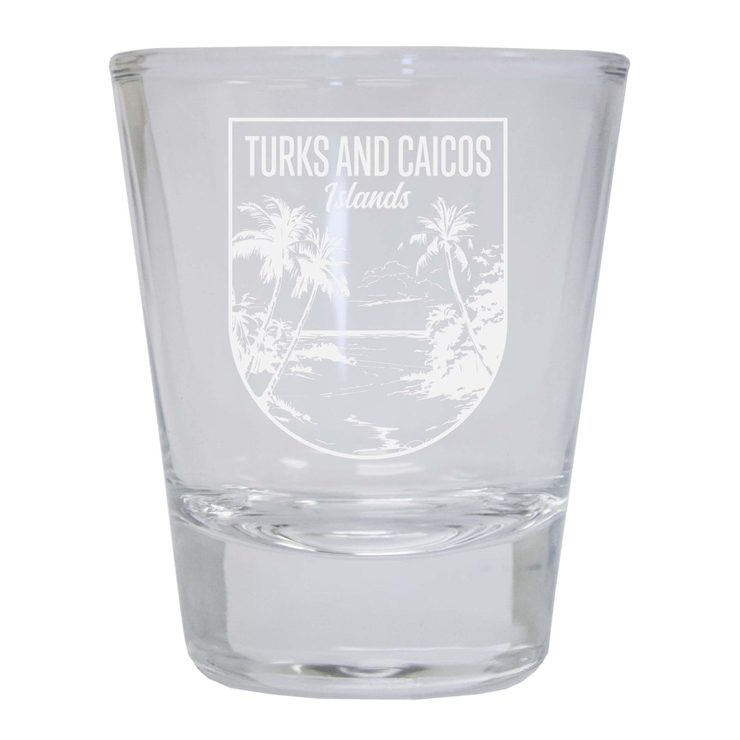 Turks and Caicos Islands Souvenir 2 Ounce Engraved Shot Glass Round Image 1