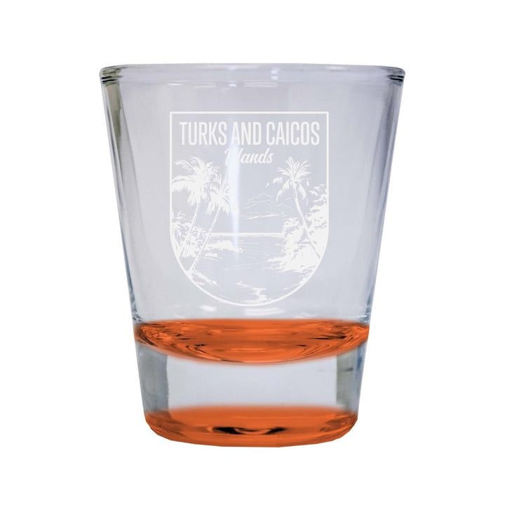 Turks and Caicos Islands Souvenir 2 Ounce Engraved Shot Glass Round Image 3