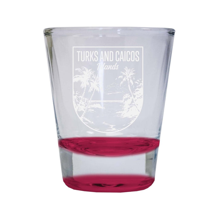 Turks and Caicos Islands Souvenir 2 Ounce Engraved Shot Glass Round Image 4