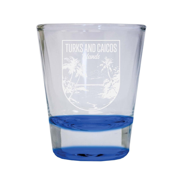 Turks and Caicos Islands Souvenir 2 Ounce Engraved Shot Glass Round Image 1