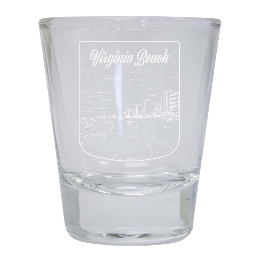 Virginia Beach Virginia Souvenir 2 Ounce Engraved Shot Glass Round Image 1