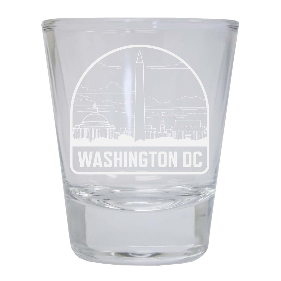 Washington DC Souvenir 2 Ounce Engraved Shot Glass Round Image 1