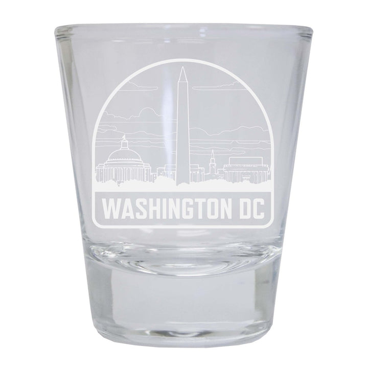 Washington DC Souvenir 2 Ounce Engraved Shot Glass Round Image 1