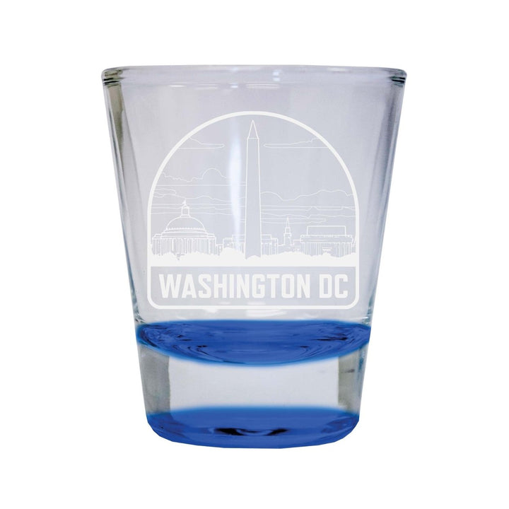 Washington DC Souvenir 2 Ounce Engraved Shot Glass Round Image 1