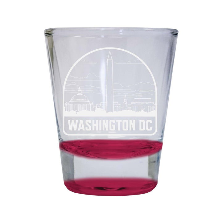 Washington DC Souvenir 2 Ounce Engraved Shot Glass Round Image 1