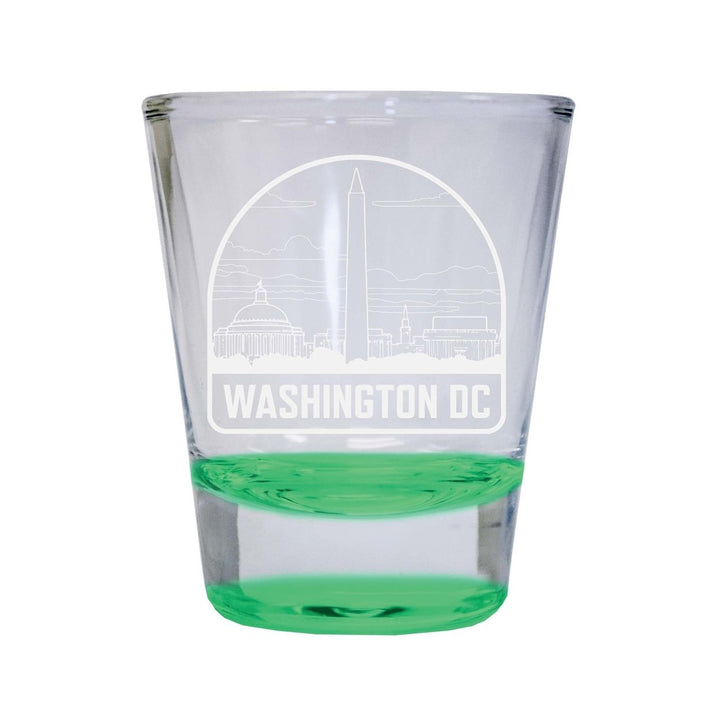 Washington DC Souvenir 2 Ounce Engraved Shot Glass Round Image 1