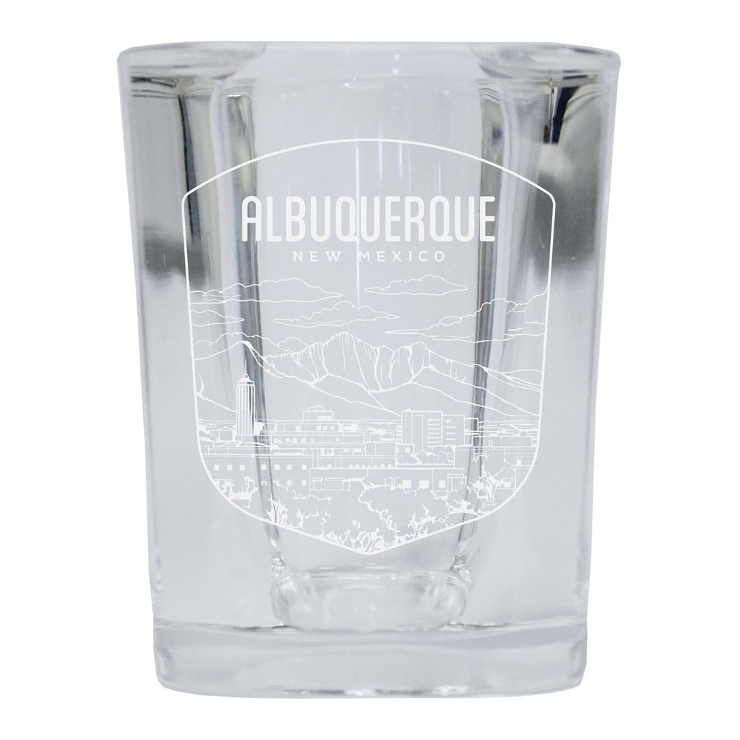 Albuquerque Mexico Souvenir 2 Ounce Engraved Shot Glass Square Image 1