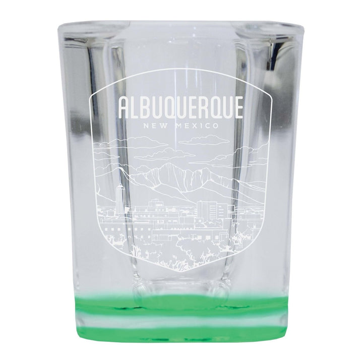 Albuquerque Mexico Souvenir 2 Ounce Engraved Shot Glass Square Image 1