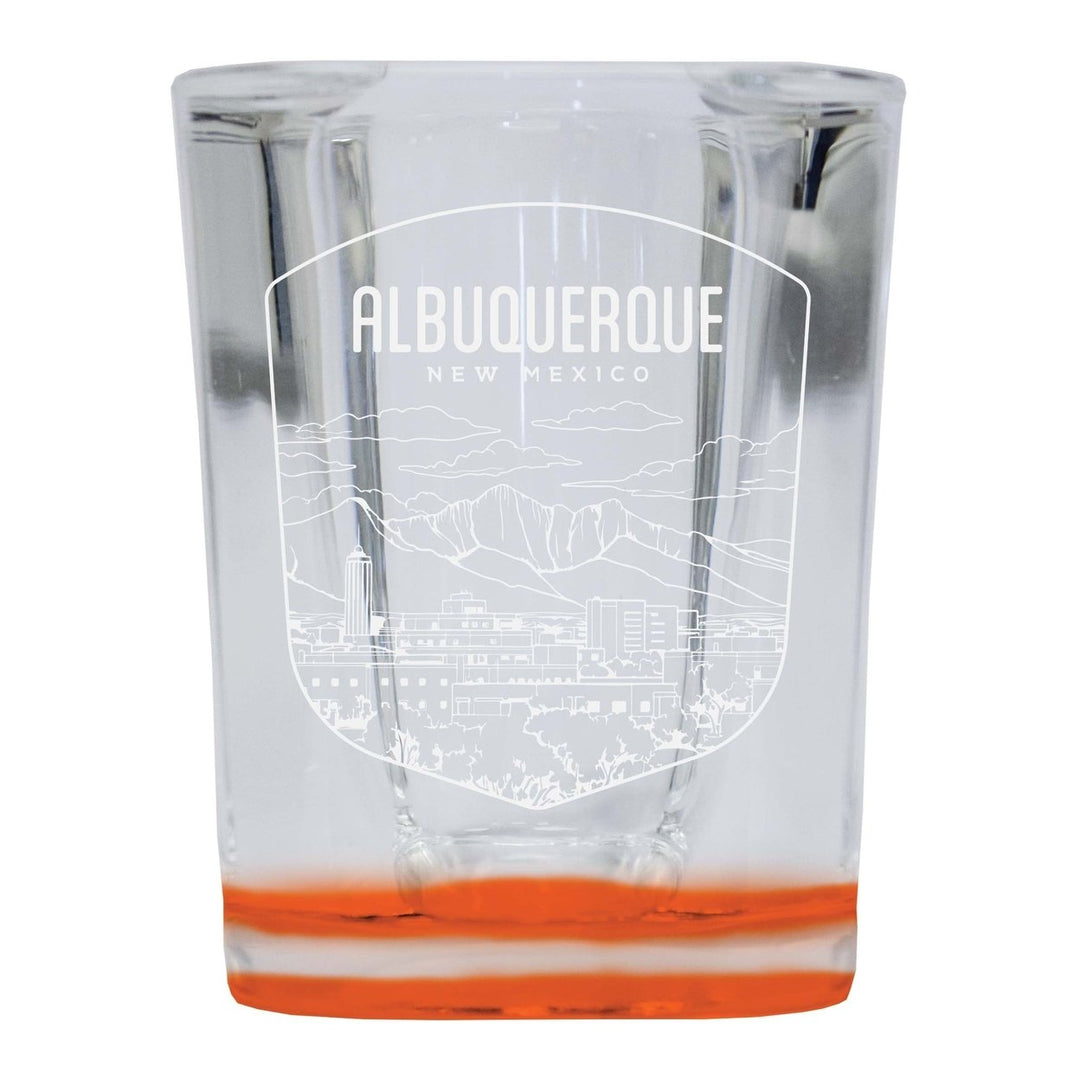 Albuquerque Mexico Souvenir 2 Ounce Engraved Shot Glass Square Image 1