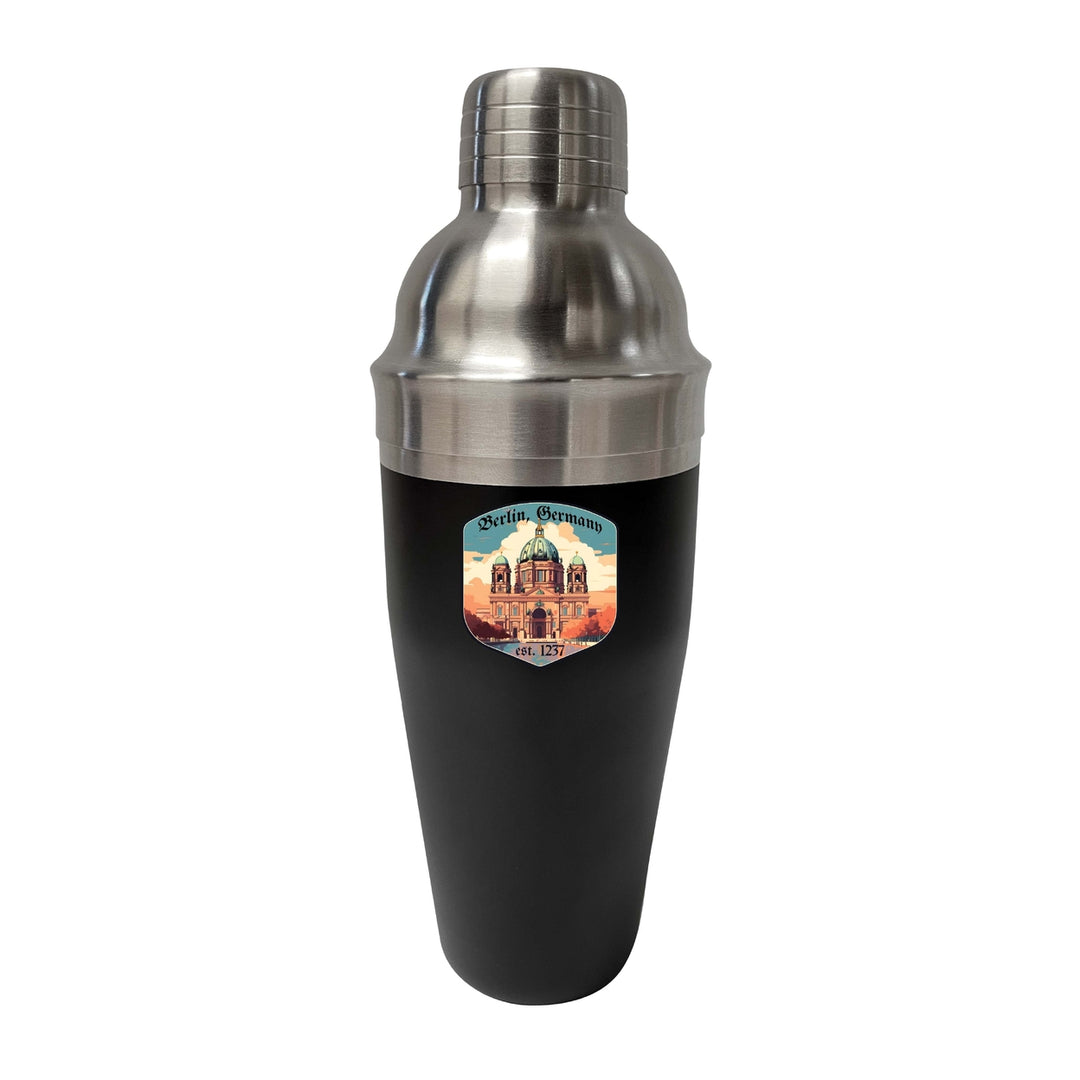 Berlin Germany Design B Souvenir 24 oz Stainless Steel Cocktail Shaker Black Image 1